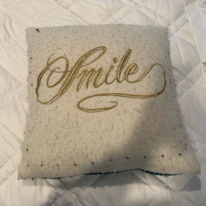 Anthropologie smile nubby wool pillow